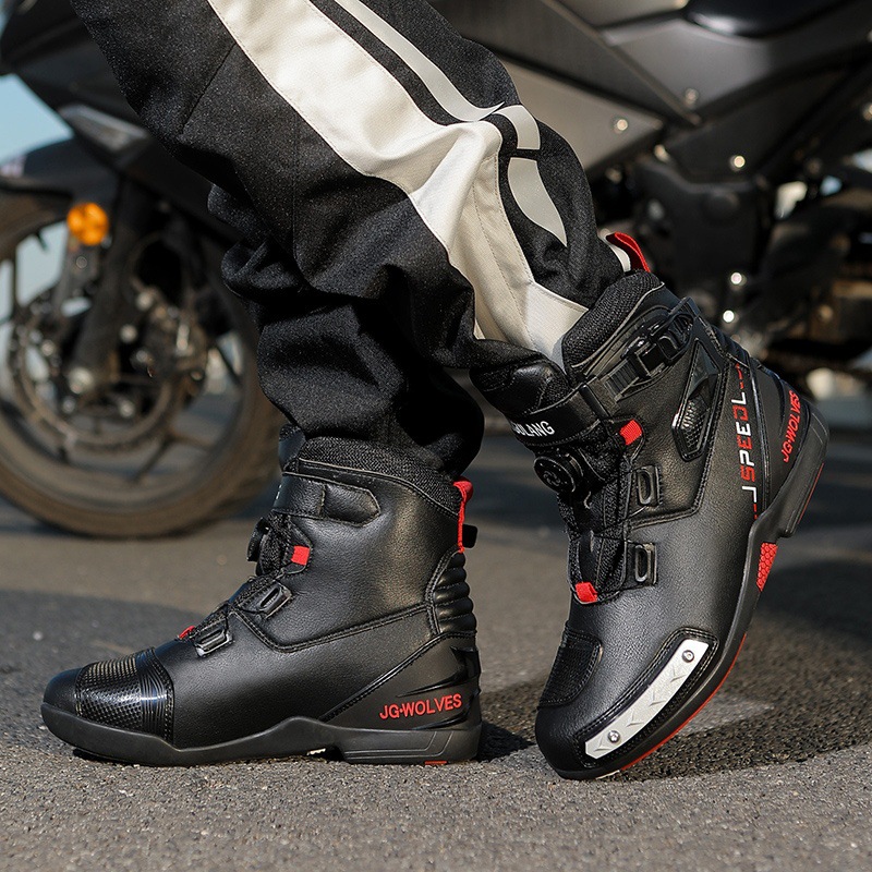 Nine-strand Wolf Waterproof Boots Motorcycle Shoes Motorcycle Boots Rubber Non-slip Knight Shoes Cycling Shoes Motorcycle Shoes Men's Motorcycle Travel