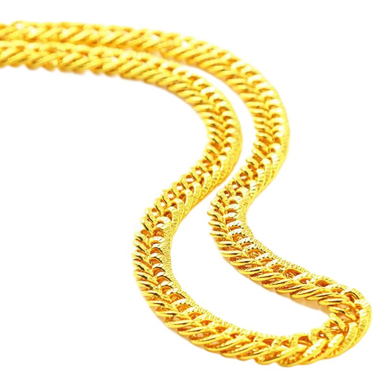 18K Gold-Plated Necklace Bracelet Set Domineering Imitation Gold European and American Hiphop Hip-Hop Export Men's Necklace Chain
