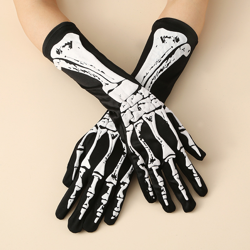 Halloween printed skull gloves skeleton foam gloves dance party props costume gloves