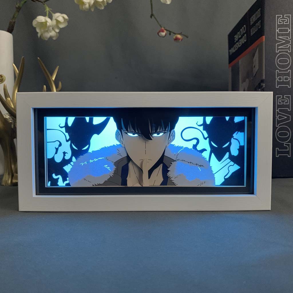 Second-dimensional peripheral hand-made animation paper carving lamp photo frame lamp wooden frame lamp foreign trade e-commerce holiday gift decoration ornaments