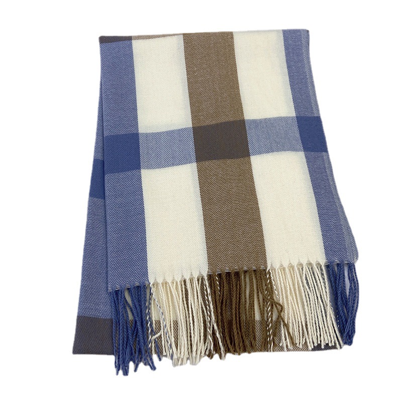 Picture of Plaid Scarf for Women 2024 New Autumn and Winter Korean Style Fashion Imitation Cashmere Tassel Shawl Thickened Warm Scarf Wholesale
