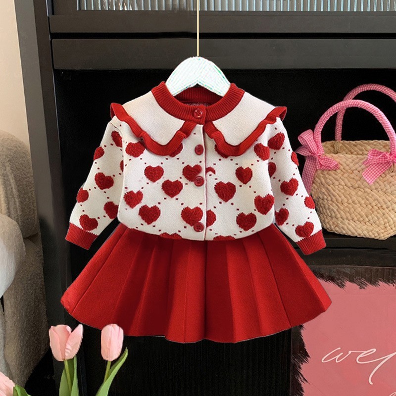 Picture of Baby girl's autumn and winter dress children's sweater suit one-year-old children's infant clothes autumn new western style