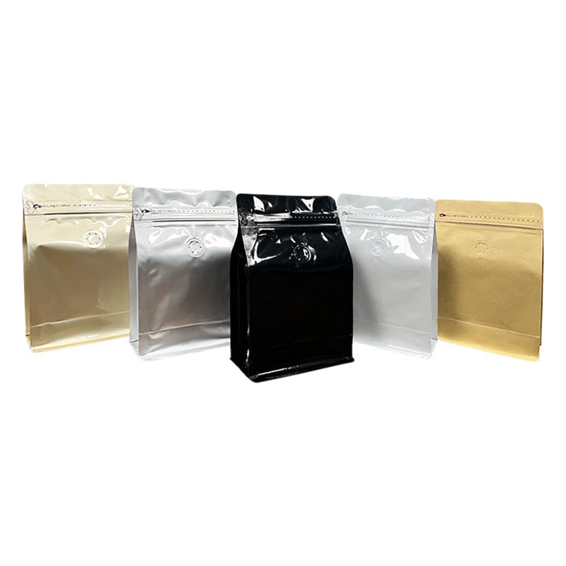 Liyuan Tea Bag Pure Aluminum Foil Eight Side Sealing Coffee Bean Packaging Bag Air Valve Coffee Bag Food Bag Factory Outlet