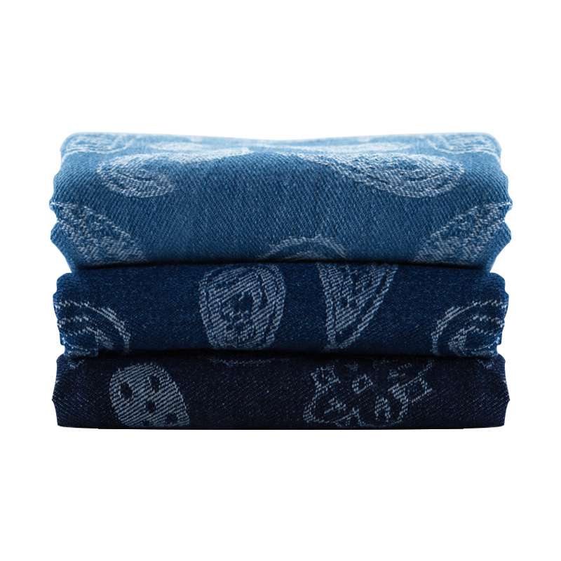 Picture of Cashew flower pure cotton jacquard Denim 10 yarn woven washed Denim coat apron bag handmade diy clothing fabric