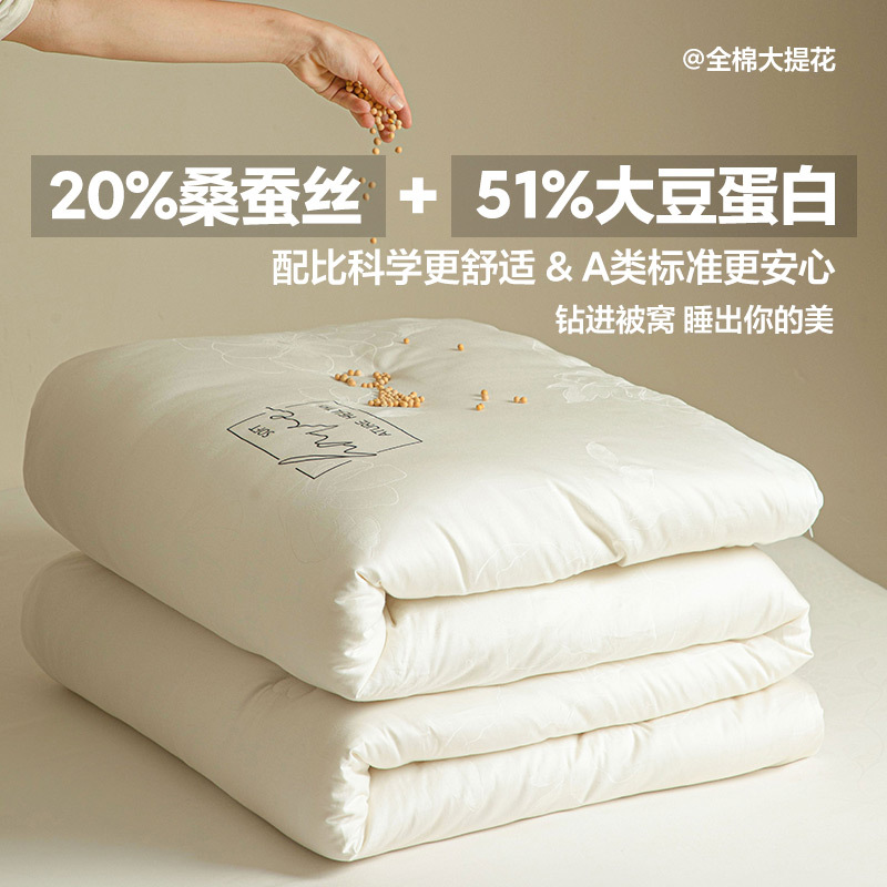 Picture of Class A Pure Cotton Mulberry Silk Soybean Quilt 60S Jacquard Quilt Core Winter Thickened Warm Zipper Spring and Autumn Quilt Core