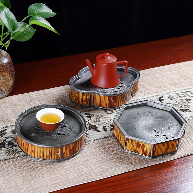 Pure Tin Pot Dry Bubble Tray Household Simple Zen Style Small Water Storage Tea Tray Tea Tray Chinese Style Handmade Meifei Tea Table
