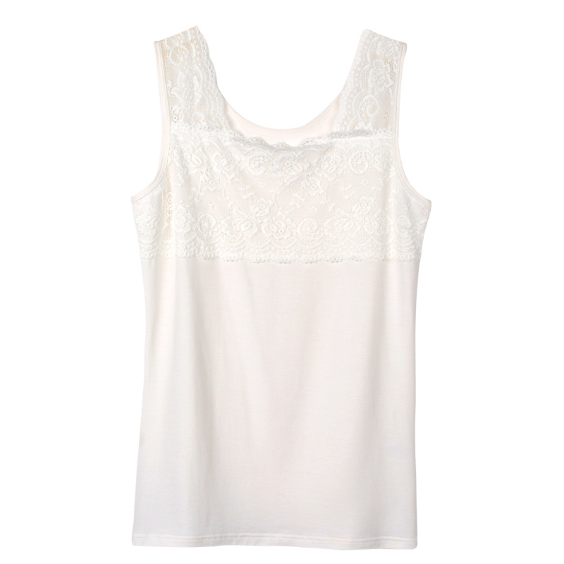 Picture of Modal Camisole Lace Vest Women's Summer Sleeveless Versatile Large Size Slim Round Neck Inner Layering Shirt Women's Thin Top