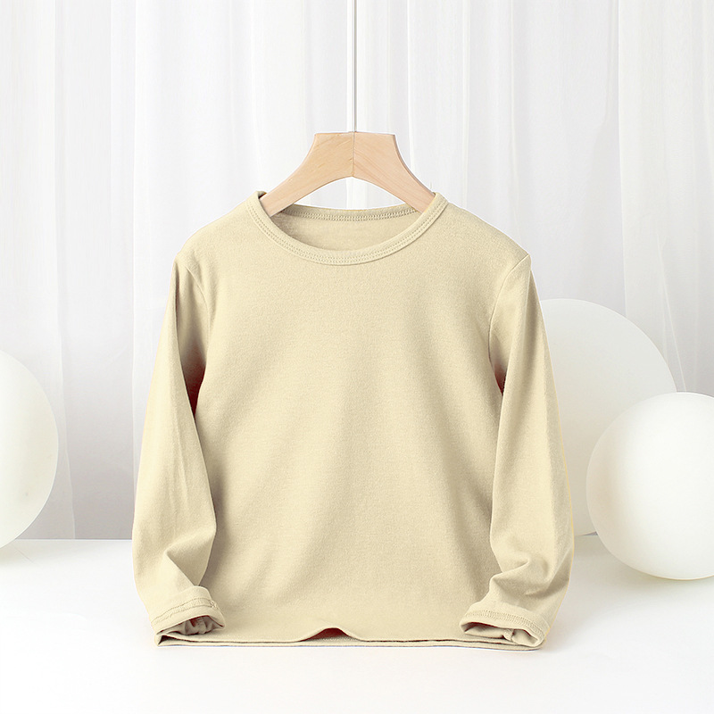 Picture of Spring and autumn children's clothing Korean new boys bottoming shirt girls cotton stretch solid color long sleeve children's T-shirt wholesale