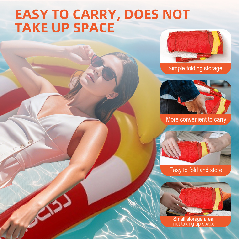 Picture of in stock Water Inflatable Mesh Floating Row Adult Outdoor Swimming Pool Recliner Single PVC Swim Ring Hanging Mesh Floating Bed Chair