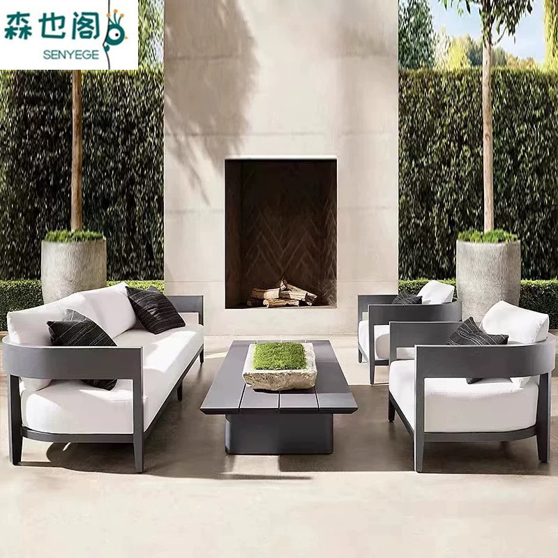 High-end outdoor courtyard sofa Nordic leisure indoor and outdoor open-air garden hotel villa B&B aluminum alloy furniture