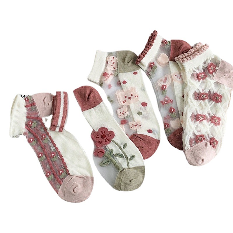Socks Women's Cute Japanese Style Women's Short Socks Spring and Summer Four Seasons ins Trendy All-match Low-top Boat Socks Women's Short Socks Sweet
