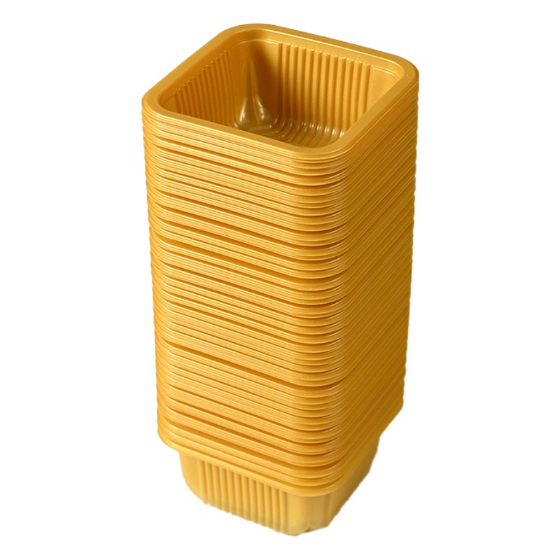 Net Red Square golden mid-autumn moon cake plastic bottom padded transparent ice skin egg yolk crisp blister box wholesale