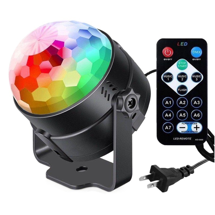 Crystal Remote Control Bracket Flash Light Colorful Voice-Controlled Rotating Disco Stage Light Ktv Laser Small Magic Ball Light Special Effects
