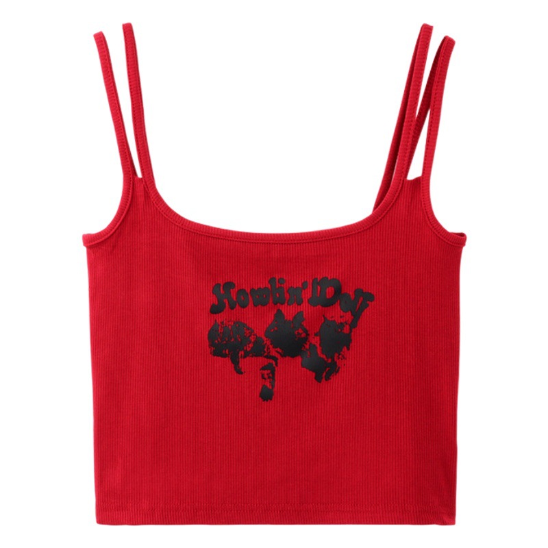 Red Small Camisole Women's Inner Camisole Summer Bm Pure Sweet Hot Girl Tight Navel Outer Wear Strapless Sleeveless Top