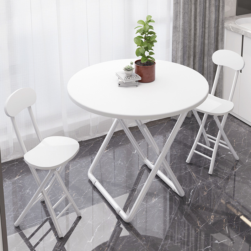 Folding table, balcony, white small round table, household small apartment, rental room, dining table, simple casual dining table, dormitory table