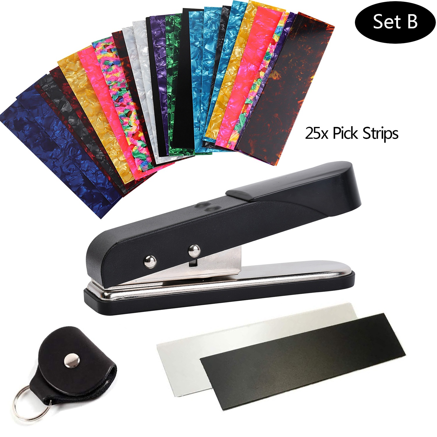 Picture of Guitar pick cutter guitar pick making kit hole punch +25 pieces pick strip + pick clip