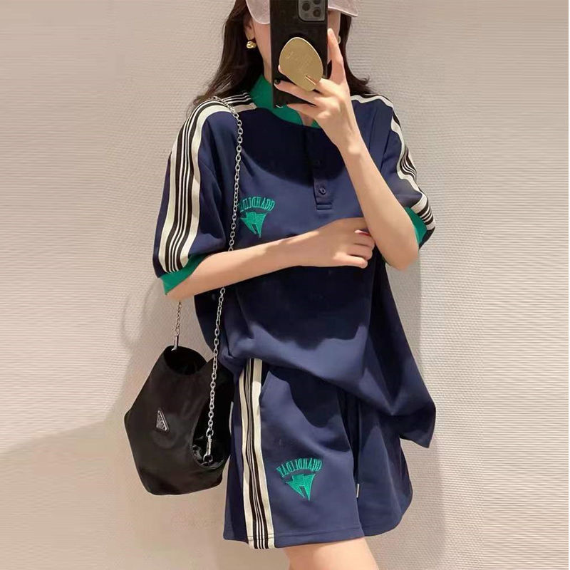100kg High-End Sportswear Suit for Women Summer 2025 New Korean Style Fashion Loose Large Size Two-Piece Set