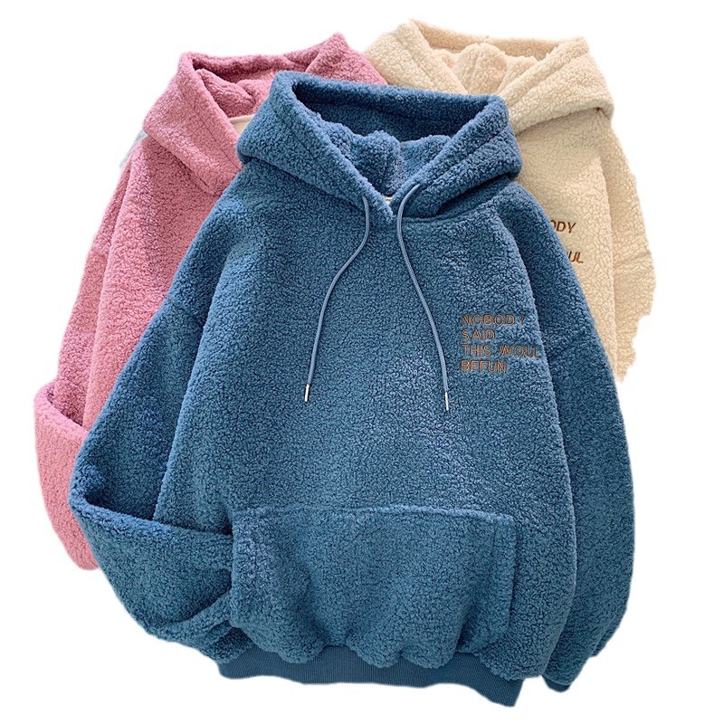 Picture of Official Picture Hooded Velvet Thickeneded Lamb Velvet Furry Sweatshirt for Women Korean Style Student Autumn and Winter Warm Jacket Dropshipping