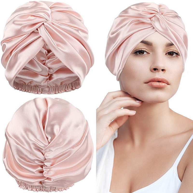 Amazon 100 Silk Nightcap Hair Hat Women's Household Hair Care Home No Strangulation Marks Mulberry Silk Shower Cap Extra Large
