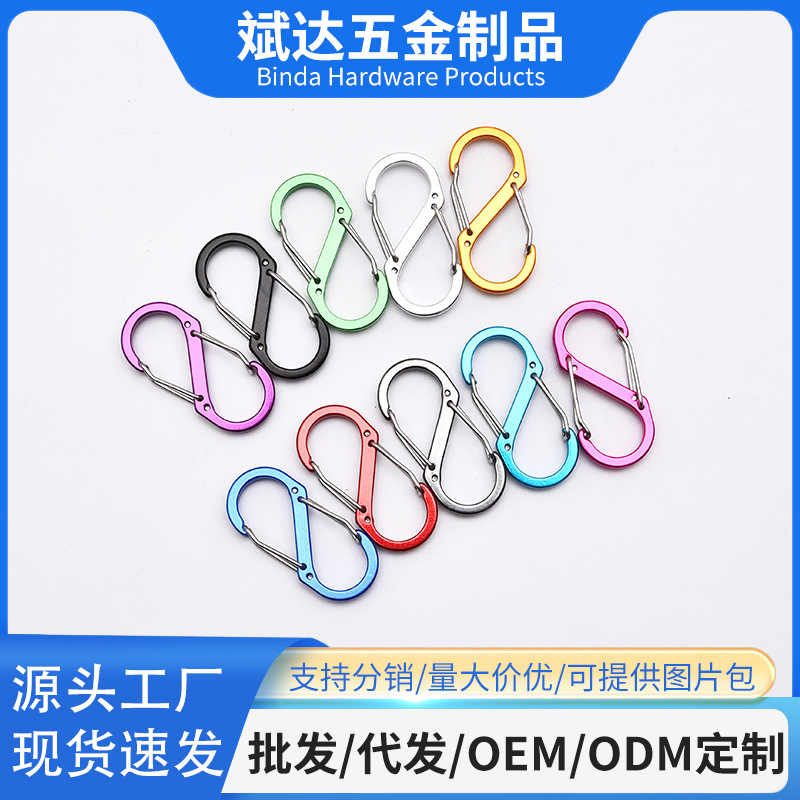 Picture of Manufacturer Wholesale S-Shaped No. 5 8-Shaped Buckle Aluminum Alloy Spring Buckle Flattened Jewelry Accessories Outdoor Multi-Functional 8-Shaped Buckle