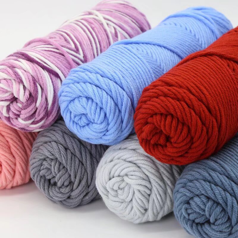 2 two eight-strand lover cotton wool group coarse wool milk cotton stick knitting hat self-woven scarf crochet wholesale