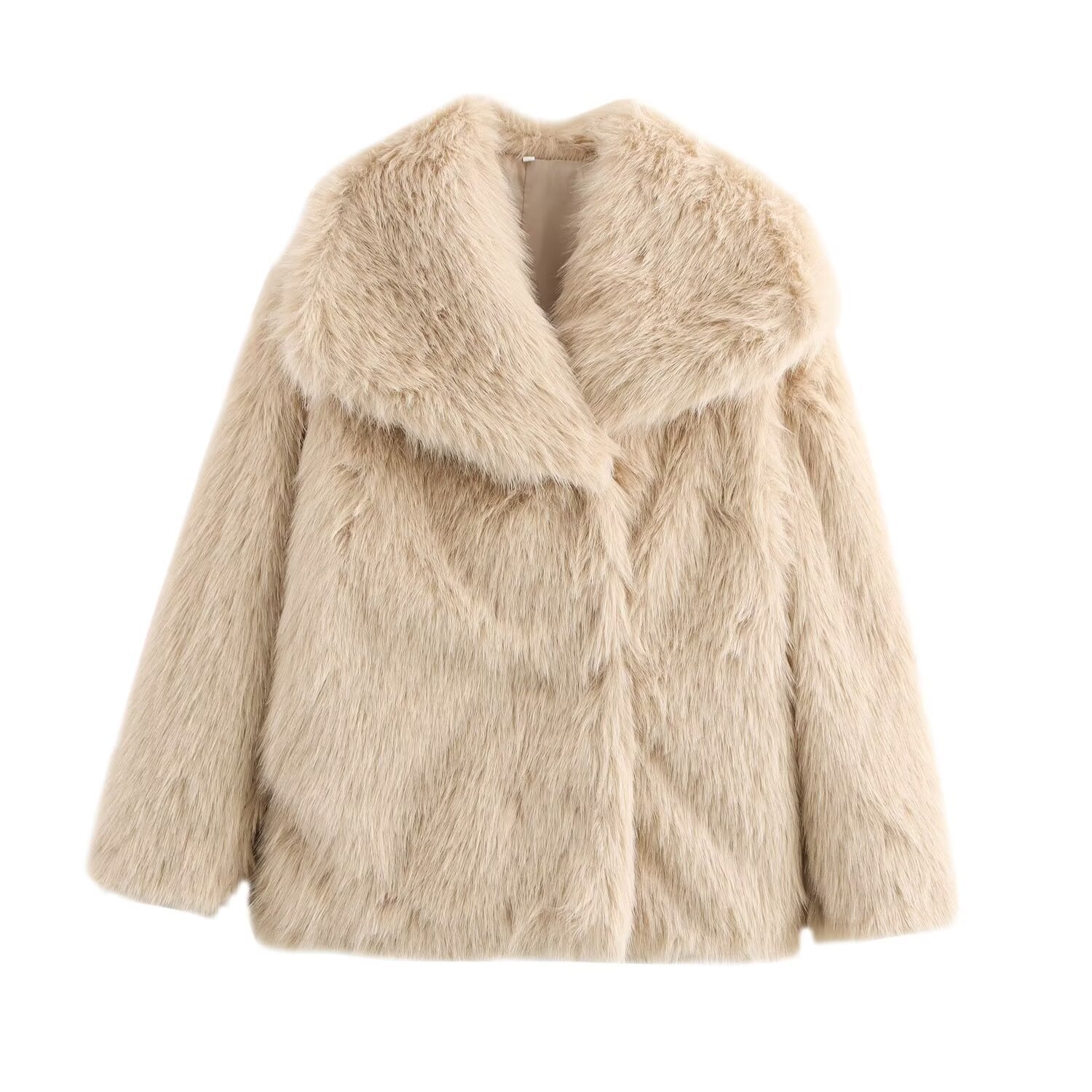Picture of European and American Style 2024 Winter New Faux Fur Large Lapel Loose Long Sleeve Luxury Thickened Warm Women's Coat