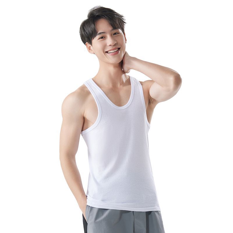 Picture of Men's Pure Cotton Vest 1:1 Fine Thread Elastic White Vest 40 Count I-Shaped Men's Sports Bottoming Shirt Dropshipping