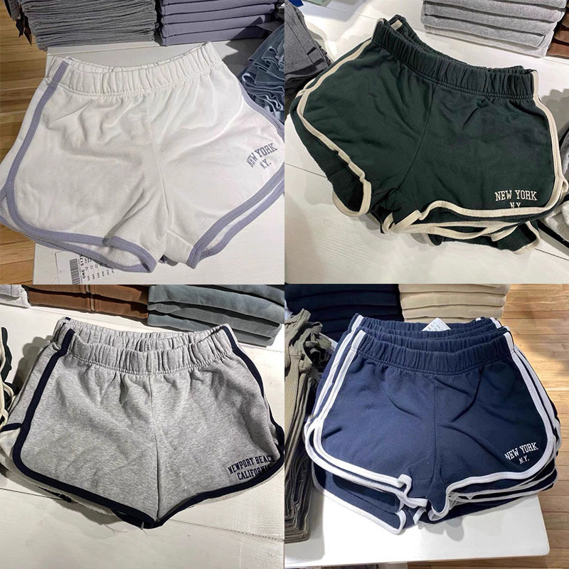 BM style brandy same style flat for American letter embroidered shorts collection women's bm cotton elastic waist sports pants