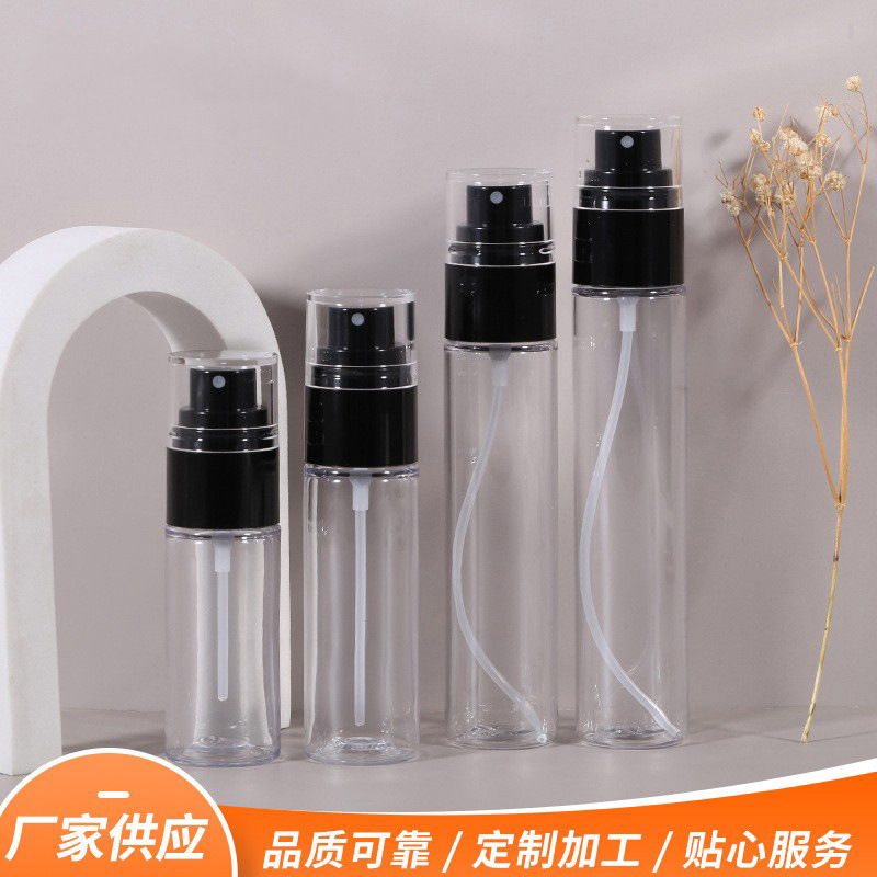 Press down the nozzle black 30/60/80/90ml spray bottle PET plastic press cosmetic bottle hard