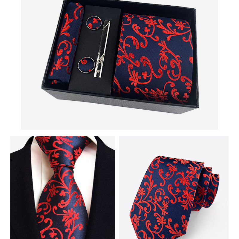 Picture of Factory Wholesale Men's Tie Business Dress Wedding Photo Suit Accessories Tie Cufflinks Square Tie Gift Box