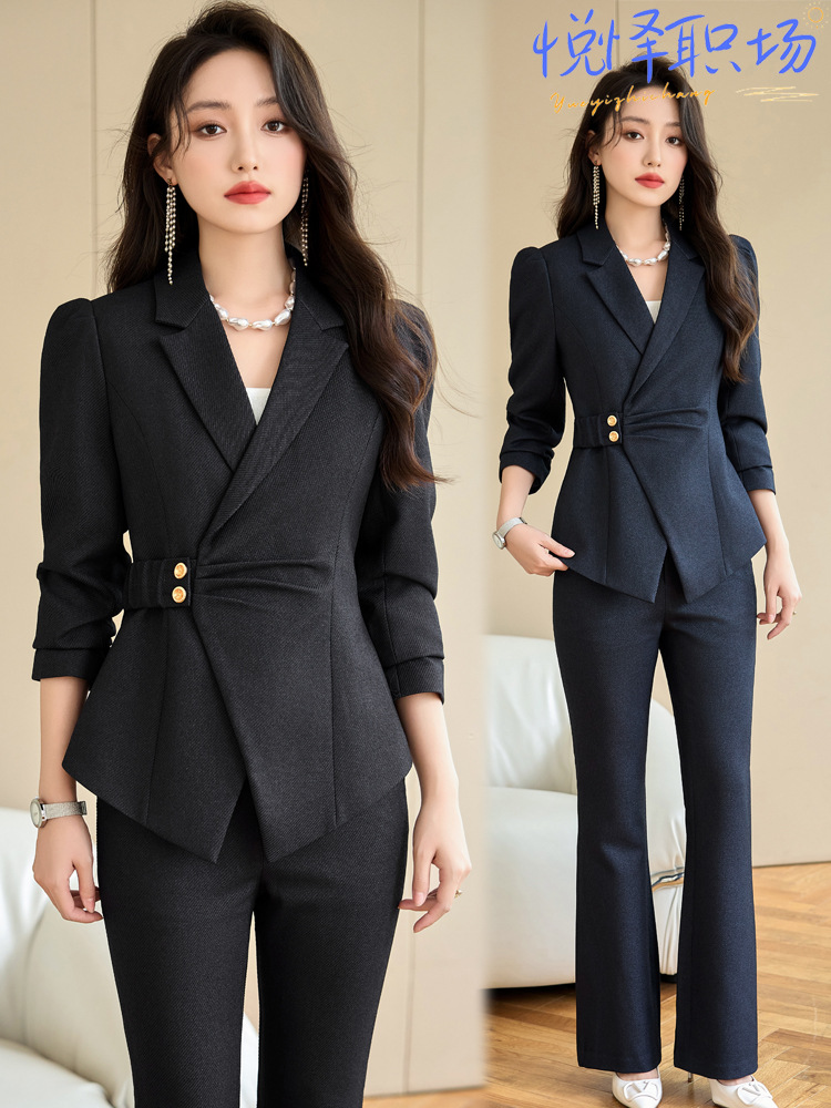 navy blue Suit suit Women's Spring and Autumn New High-Level Temperament Lobby Manager Work Clothes Professional Suit Jacket