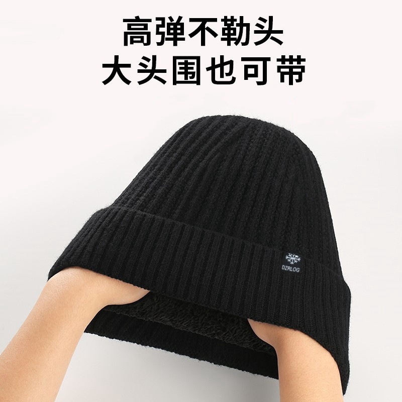 Picture of Winter Warm Hat Cross-Border Men's Knitted Hat Middle-Aged and Elderly Dad and Elderly Hat Plus Velvet Thickened Ear Protection Woolen Hat