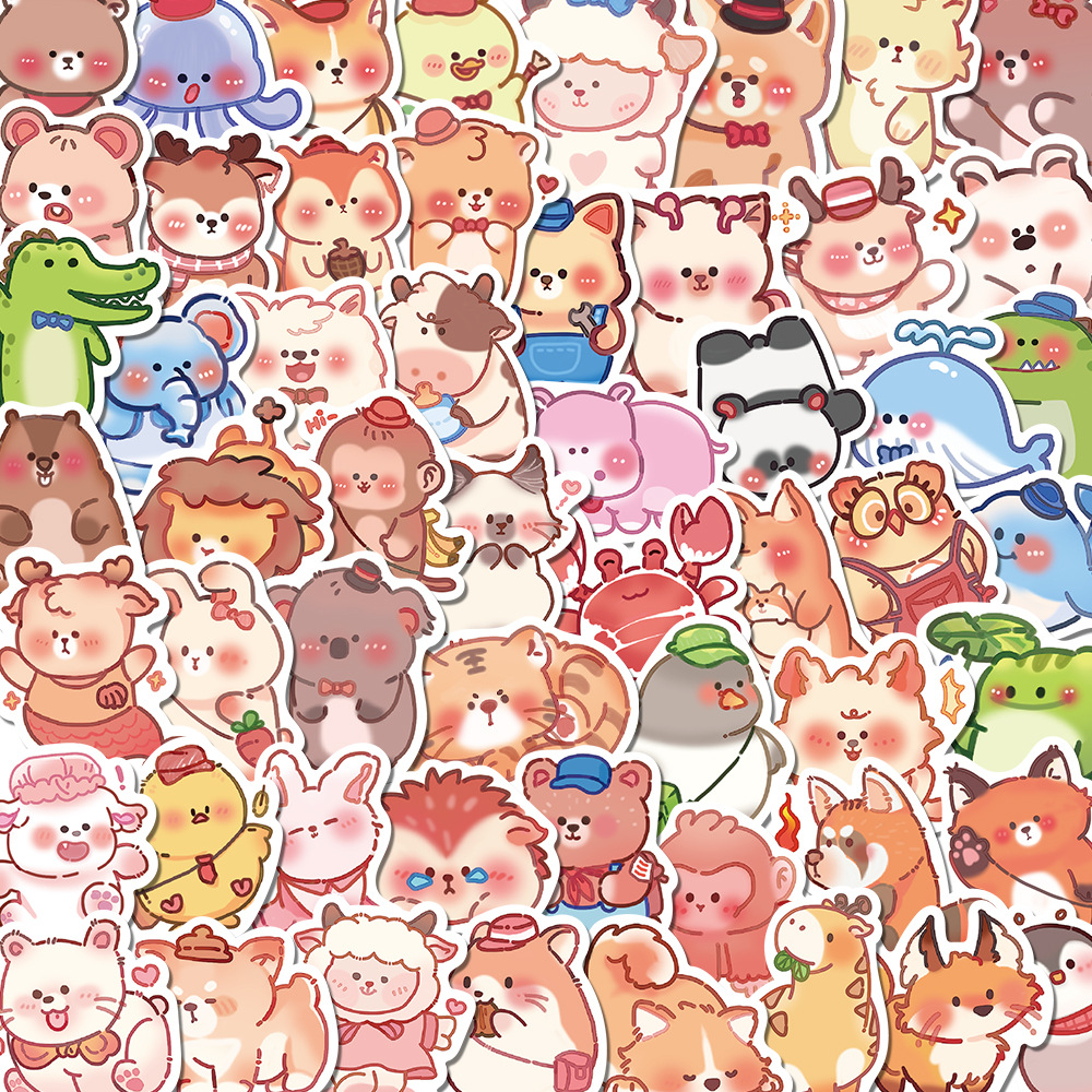 60 original INS colorful cute animal stickers cartoon Korean style high-looking luggage mobile phone helmet stickers