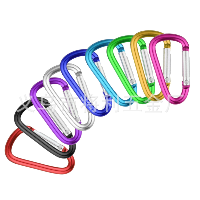 Picture of In stock wholesale 4 5 6 7 8 D type hard aluminum alloy environmental protection carabiner outdoor travel spring hook