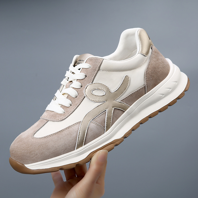 European Station Forrest Gump Shoes Men's Genuine Leather Casual Platform Sports White Shoes Men's Breathable Lightweight Running Torre Shoes Trendy