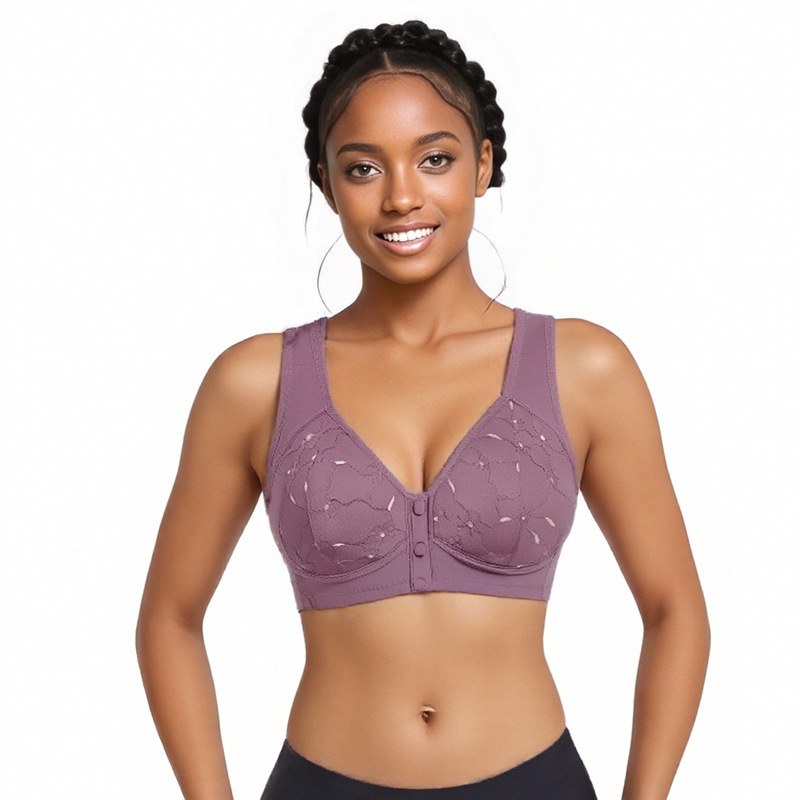 in stock Wholesale Foreign Trade plus size Cross-border Middle-aged and Elderly Front Buckle Bra No Steel Ring Vest Women's Underwear
