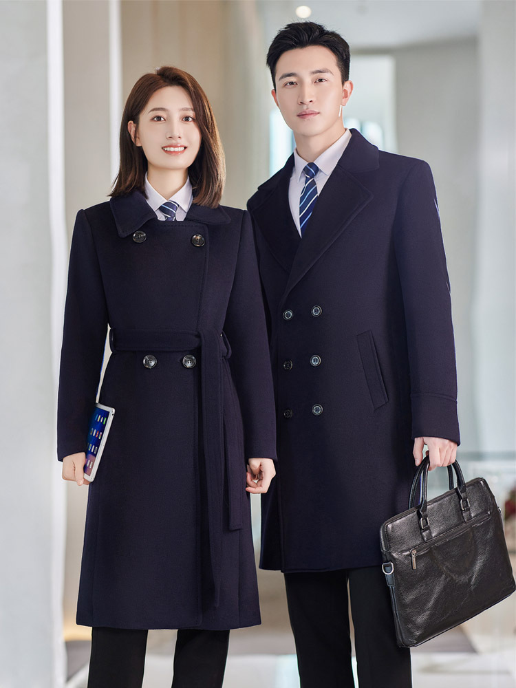 High-end professional woolen coat long 4s store sales department hotel front desk work clothes woolen coat workwear winter