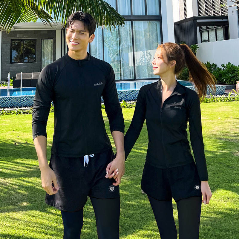 Korean New Couple Long-Sleeved Swimsuit Conservative Split Sports Sun Protection Surfing Wetsuit Wholesale Cross-Border Swimsuit