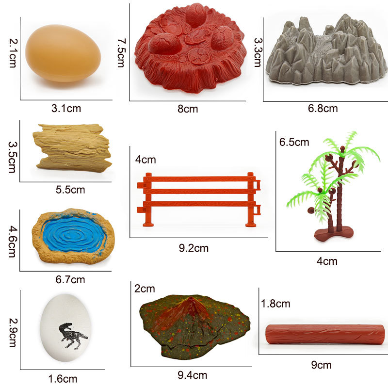 Picture of Dinosaur Animal Scene Ornaments Simulation Plant Tree Wood Volcano Stone Fence Dinosaur Egg Sand Plate Model Accessories