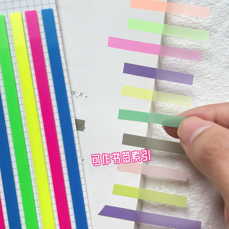 Picture of PET Extremely Slender Index Sticker Fluorescent Extended Waterproof Post-it Sticker Translucent Marker Sticker