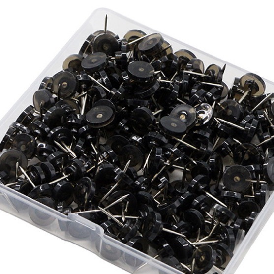 Picture of Wholesale Transparent White Black Round Flat Head Thumbtacks for Home Fixing, Office Cultural Wall Decoration Push Pins