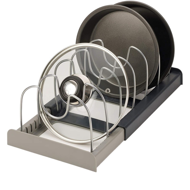 Kitchen Supplies Storage Rack Countertop Telescopic Pot Cover Rack Kitchenware Storage Rack Drainer Tray Telescopic Drawer Organizer