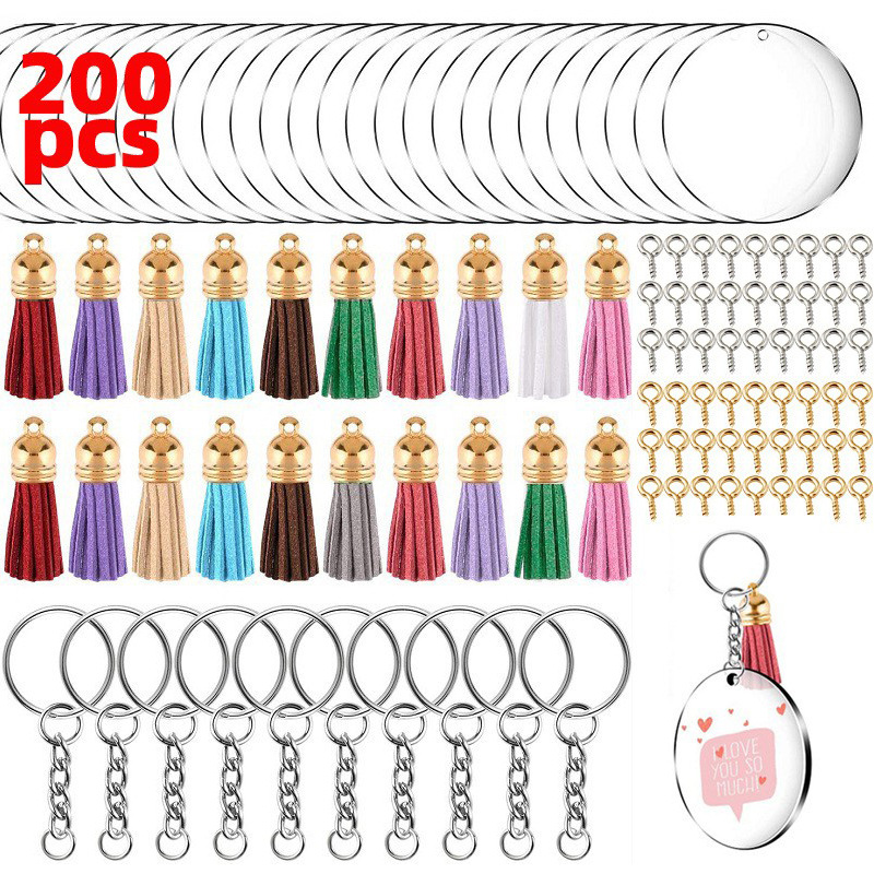 Creative Amazon cross-border DIY tassel acrylic key chain Embryo couple pendant key chain set