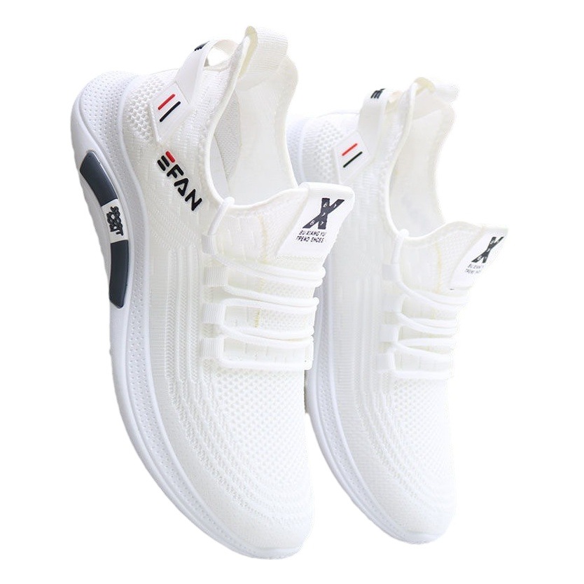Summer New Men's Shoes Breathable Thin White Shoes Mesh Sports Running Casual Deodorant Mesh Shoes Men's Trendy Shoes