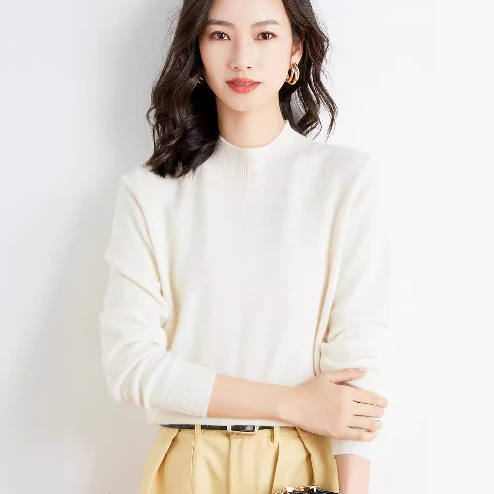 Picture of 2022 Spring and Autumn New Women's Loose Half-turtleneck Wool Knitwear Pullover Base Shirt Sweater
