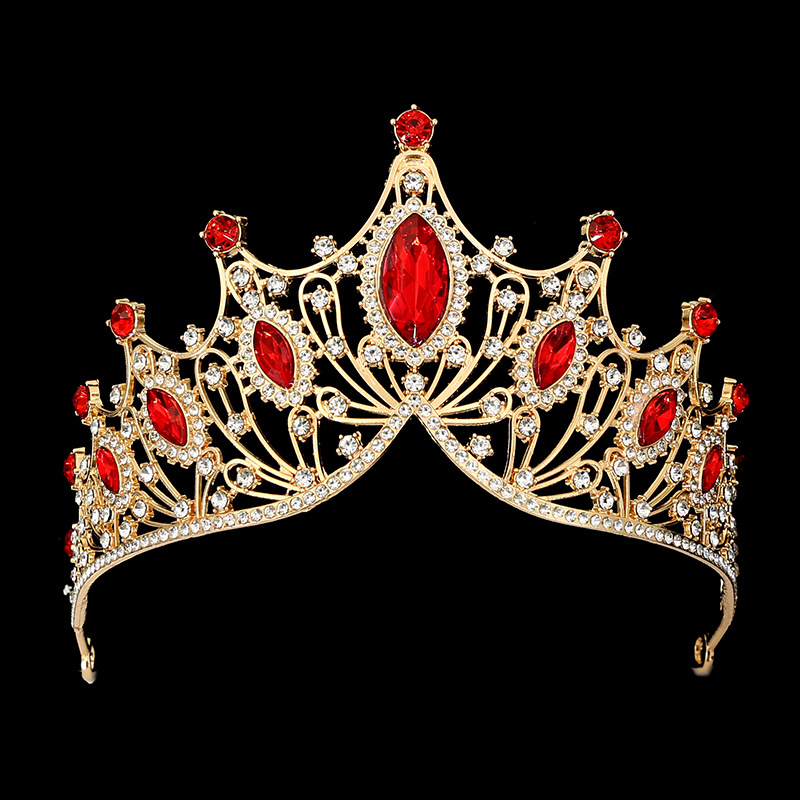 Picture of Cross-Border Bridal Crown Handmade Jewelry Rhinestone Tiara European and American Crown Children's Hair Accessories Adult Birthday Baking Dress