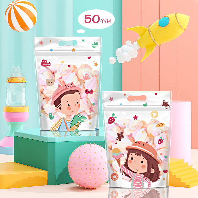 Original Snowflake Crisp Self-standing Bag Cookie Packaging Bag Children's Day Nougat Fruit Portable Zipper Sealed Bag
