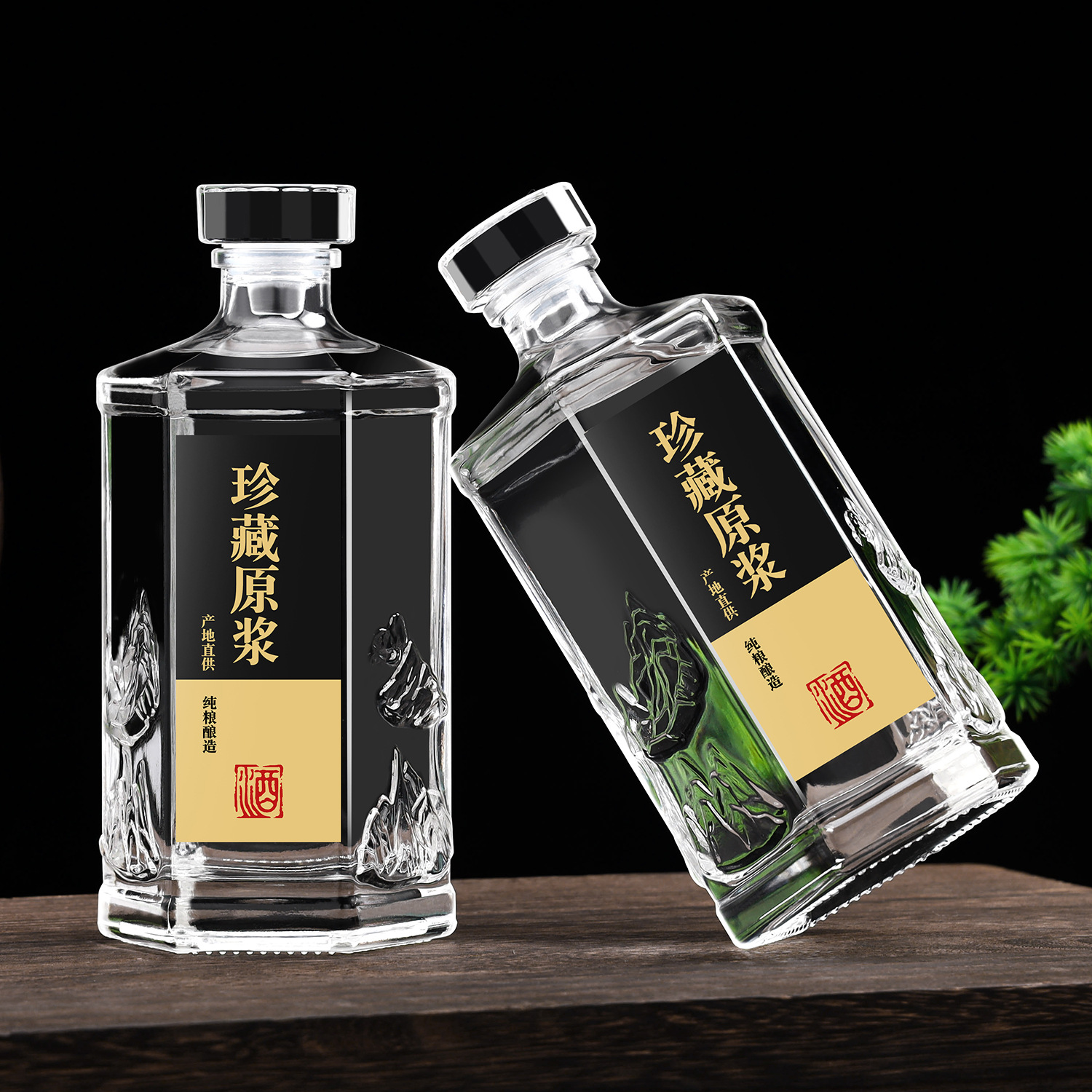Factory wholesale crystal white transparent sealed liquor bottle 500ml thick self-brewing bottle in stock empty bottle packaging