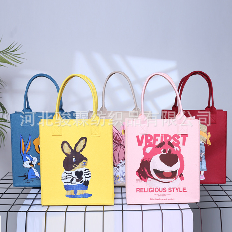 Souvenir Bag Felt Tote Bag Cute Printed Shopping Mall Advertising Gift Shopping Tutoring Bag Gift Box Handmade