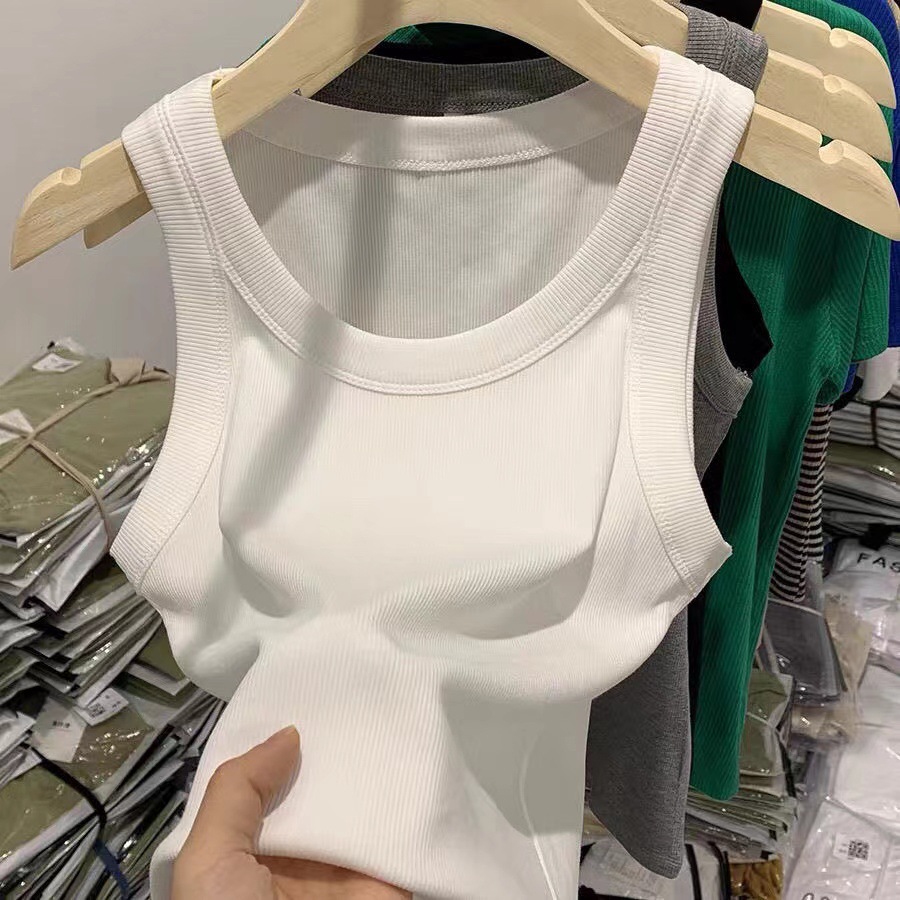 U-neck threaded vest women with 2022 summer new solid color sleeveless suspenders women wear a wholesale generation of hair